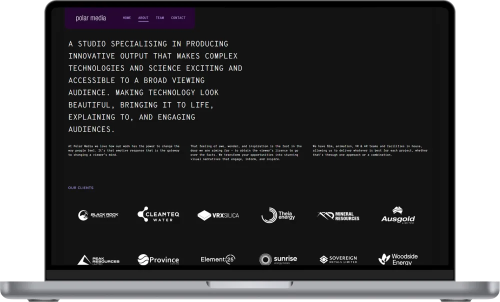 About page with client logo wall
