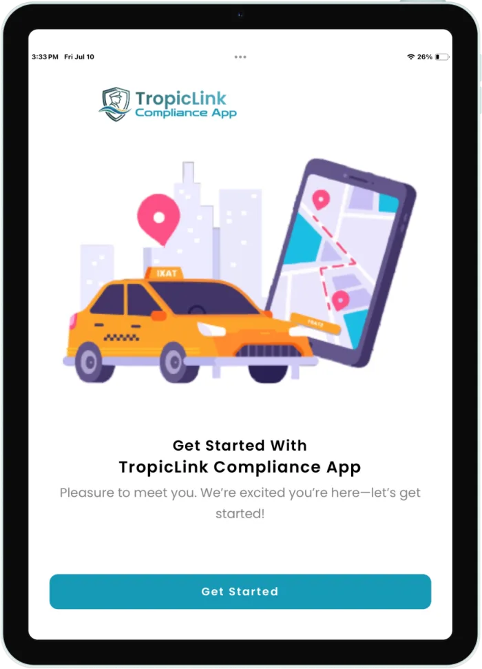 TropicLink Compliance driver app — onboarding